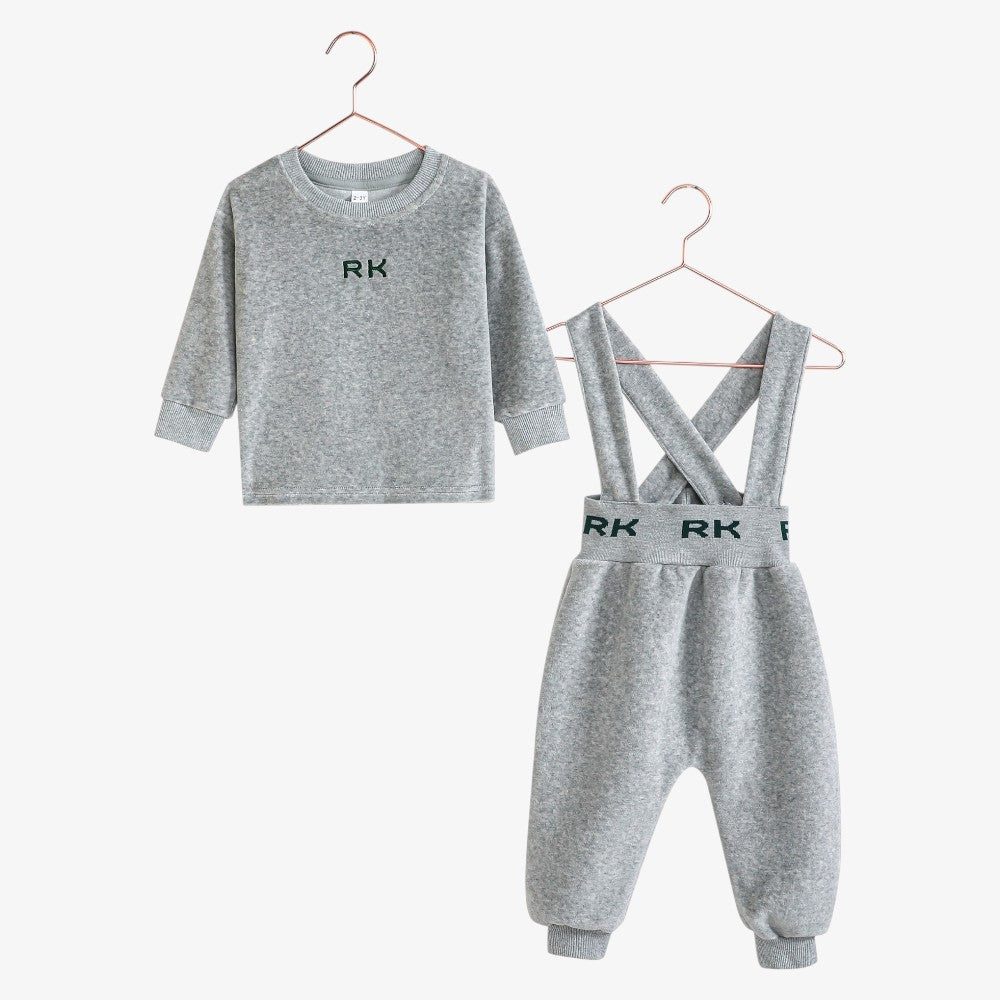 Reese Top And Overall - Grey &amp; Green