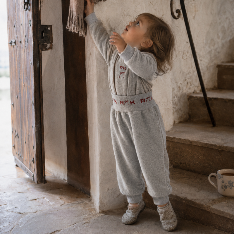 Reese Top And Overall - Grey &amp; Red