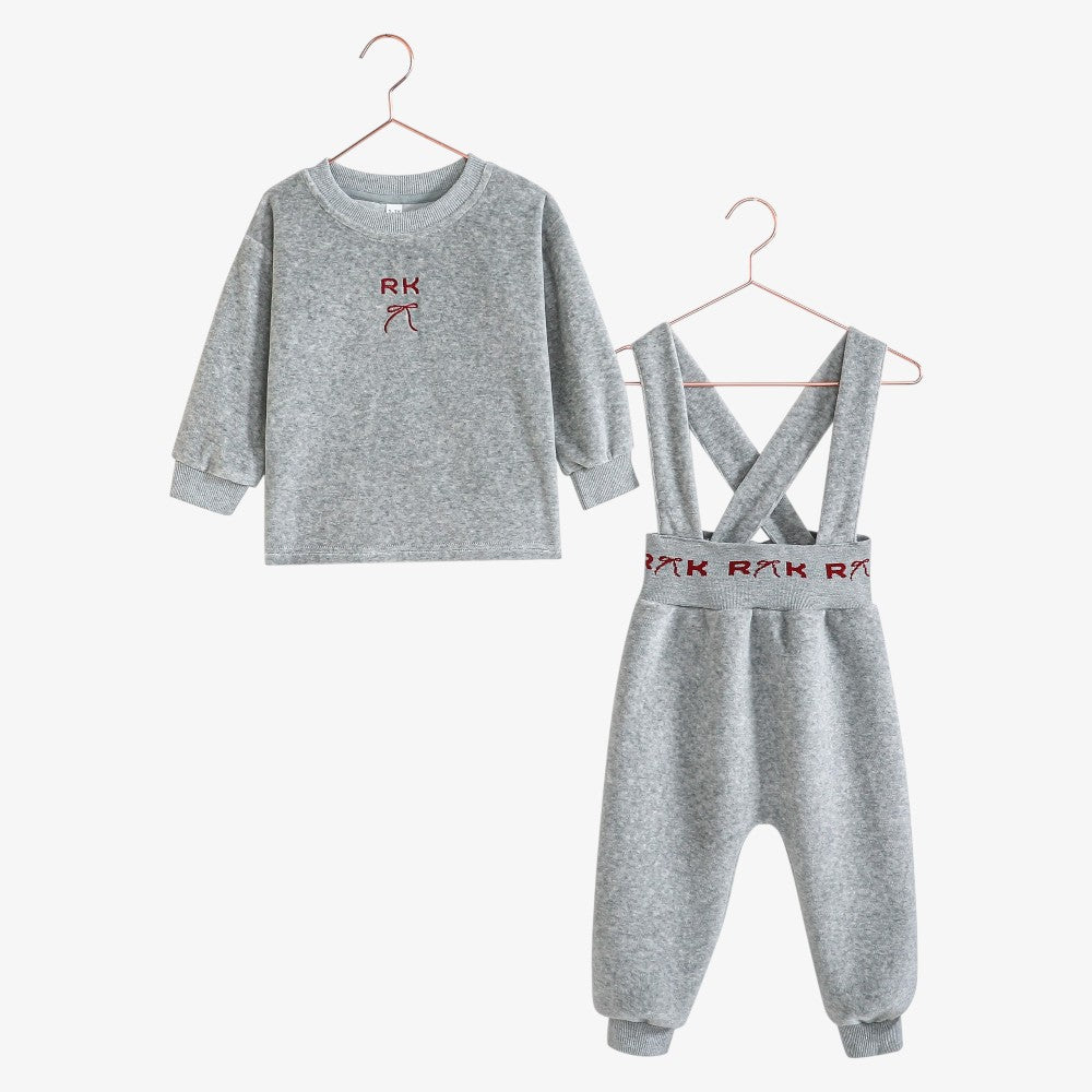 Reese Top And Overall - Grey &amp; Red
