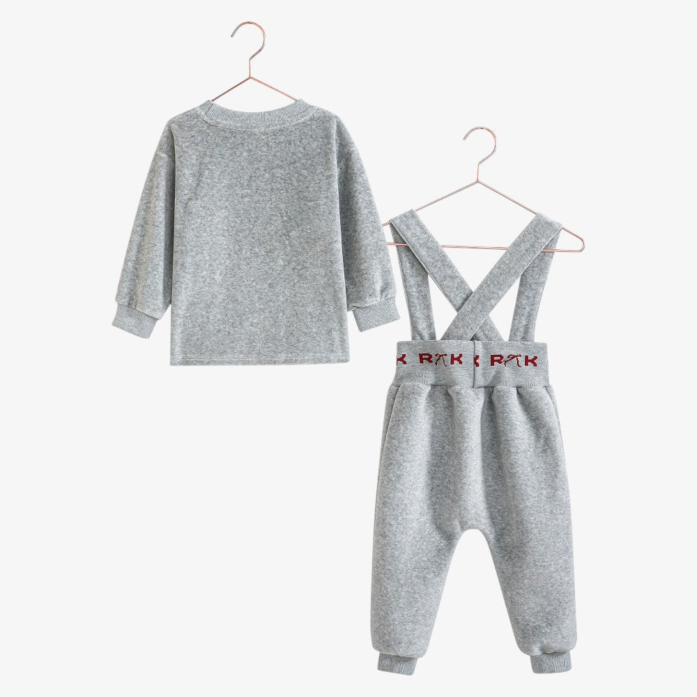 Reese Top And Overall - Grey &amp; Red