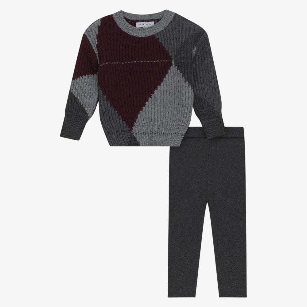 Argyle Sweater And Pants - Grey &amp; Burgundy