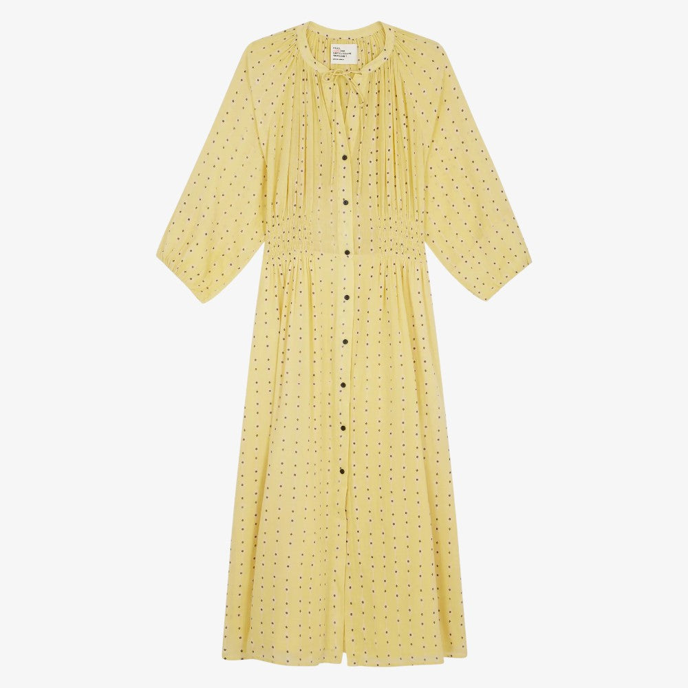 Dotted Print Dress - Yellow