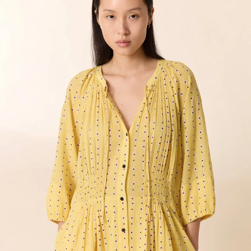 Dotted Print Dress - Yellow