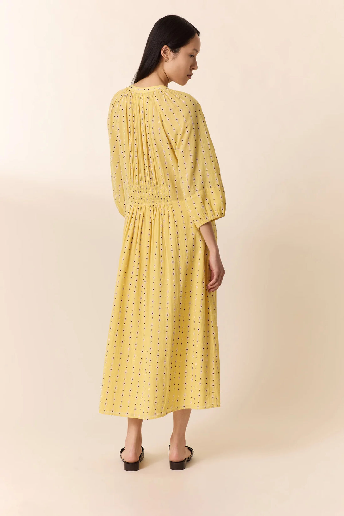 Dotted Print Dress - Yellow