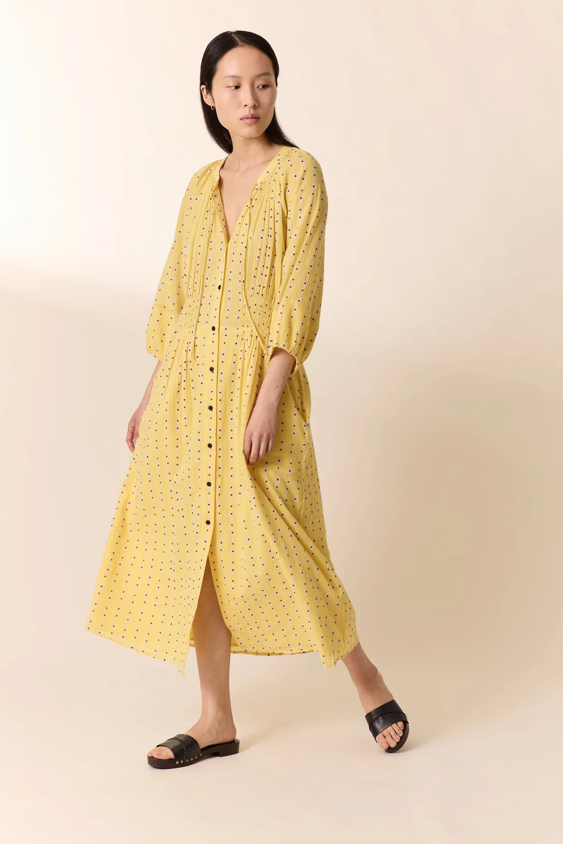 Dotted Print Dress - Yellow
