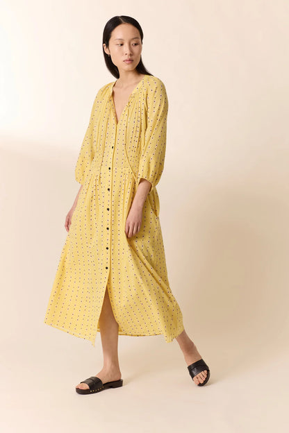 Dotted Print Dress - Yellow