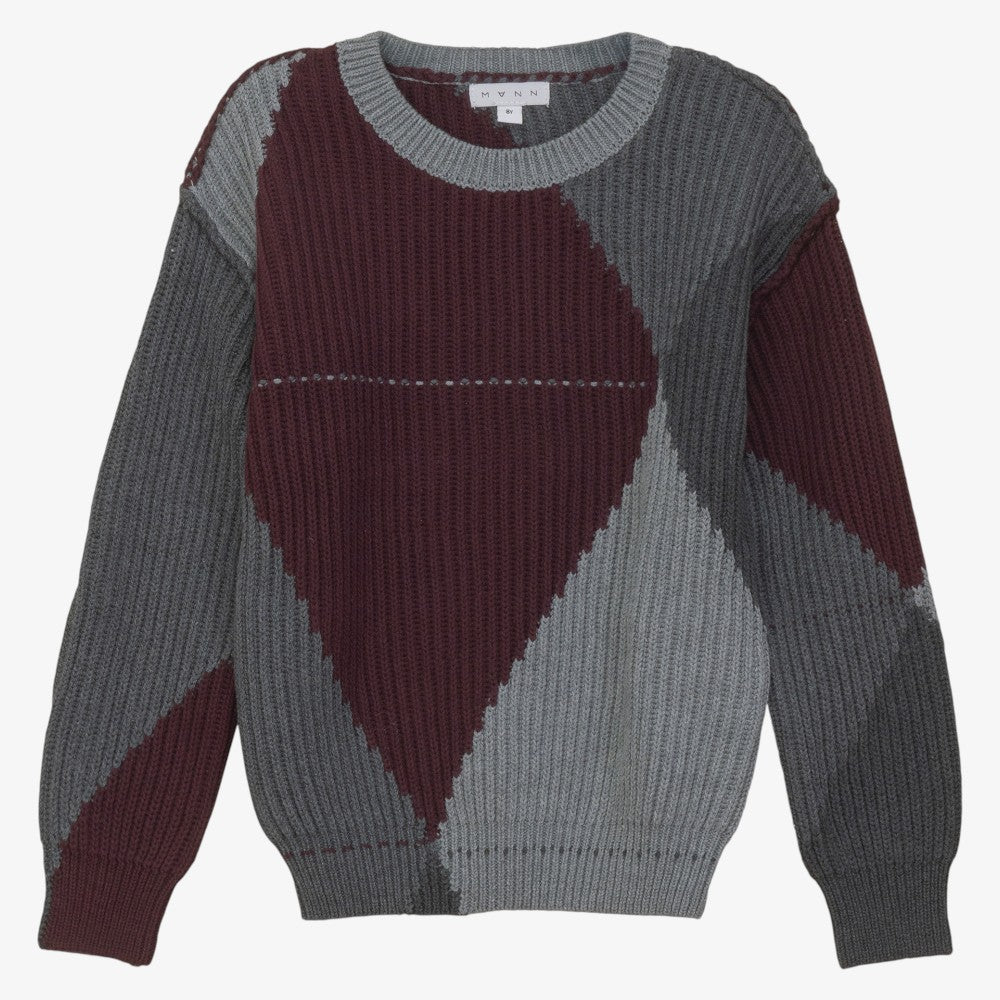 Arygle Sweater - Grey &amp; Burgundy