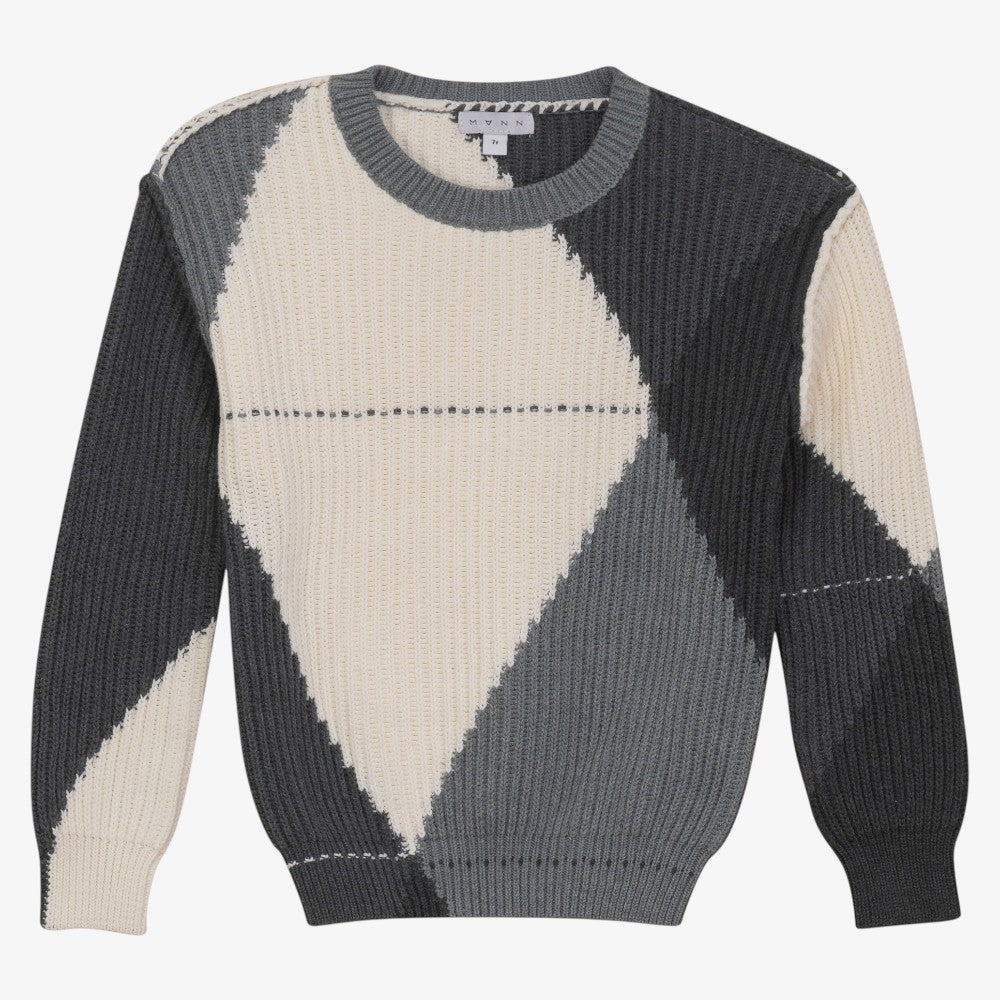 Arygle Sweater - Grey &amp; Cream
