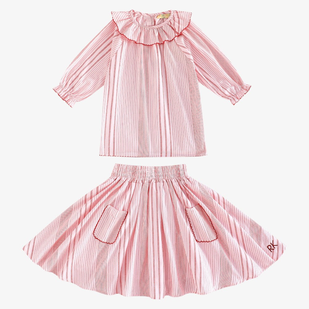 Rosie Print Blouse And Skirt - Pink