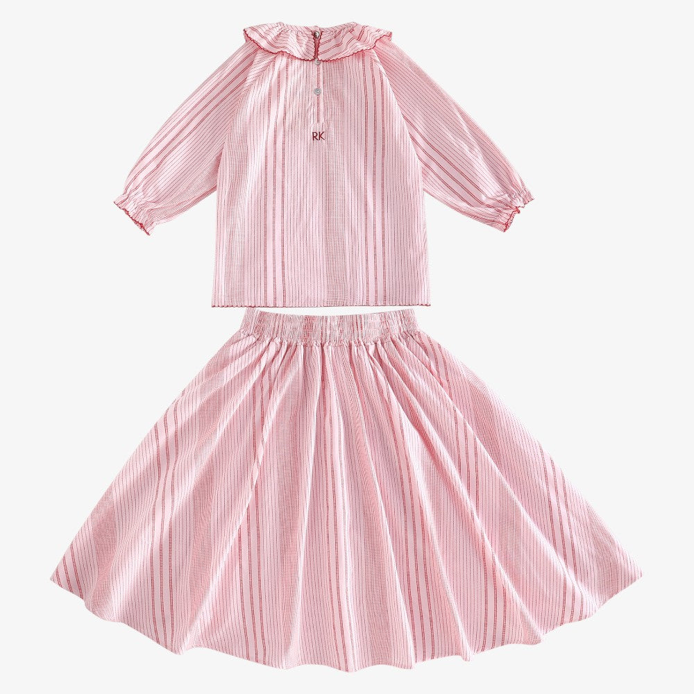 Rosie Print Blouse And Skirt - Pink