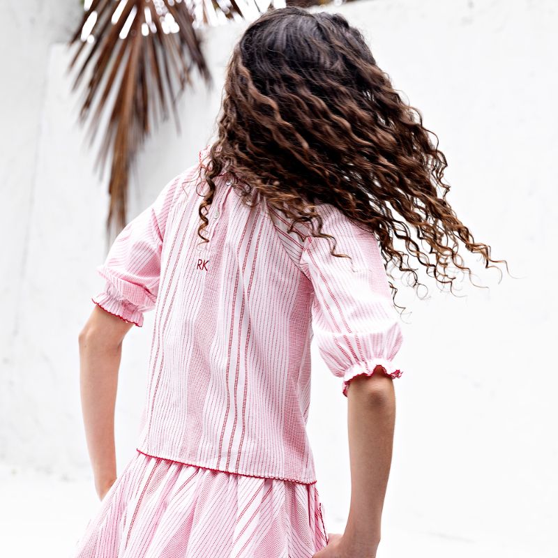 Rosie Print Blouse And Skirt - Pink