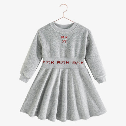 Reese Scuba Velour Dress - Grey &amp; Red