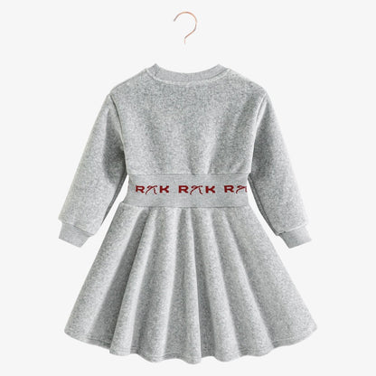 Reese Scuba Velour Dress - Grey &amp; Red