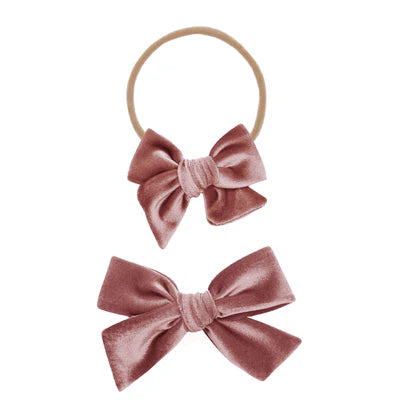Velvet Bow Headband - Rose