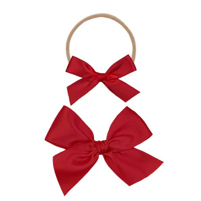 Satin Bow Headband - Ruby
