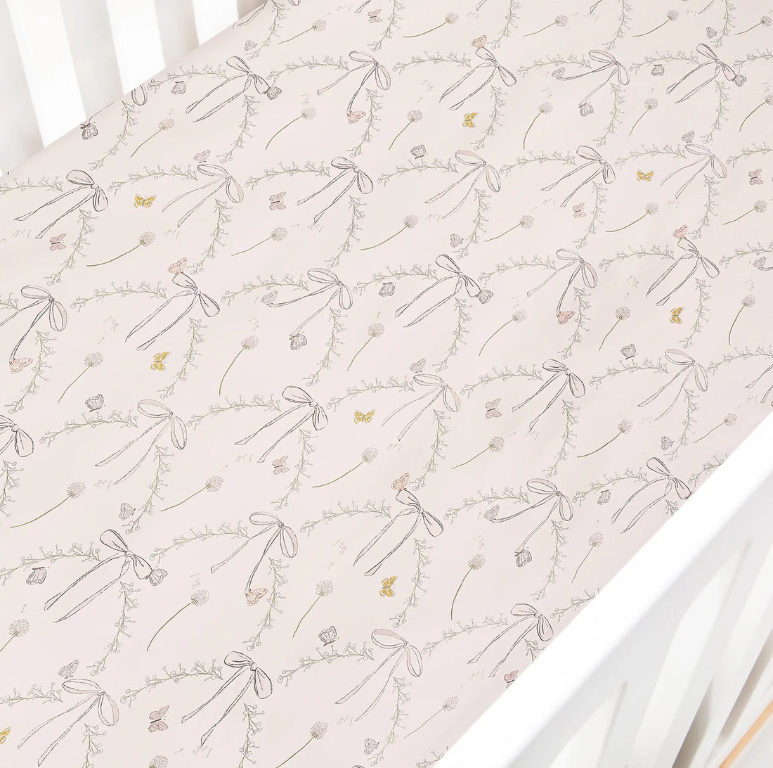 Crib Sheet - Bows+butterflies