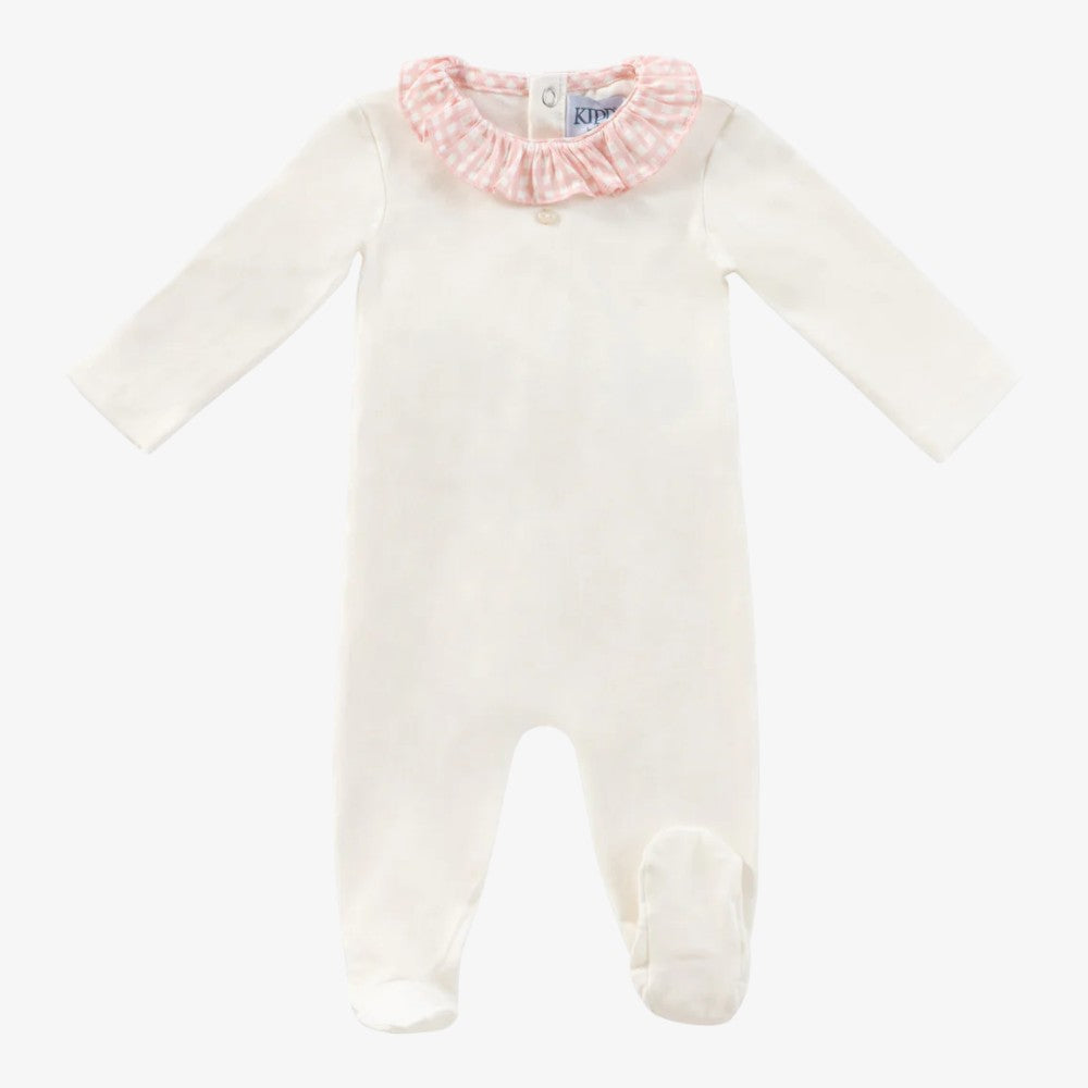 Gingham Collar Footie - Pink