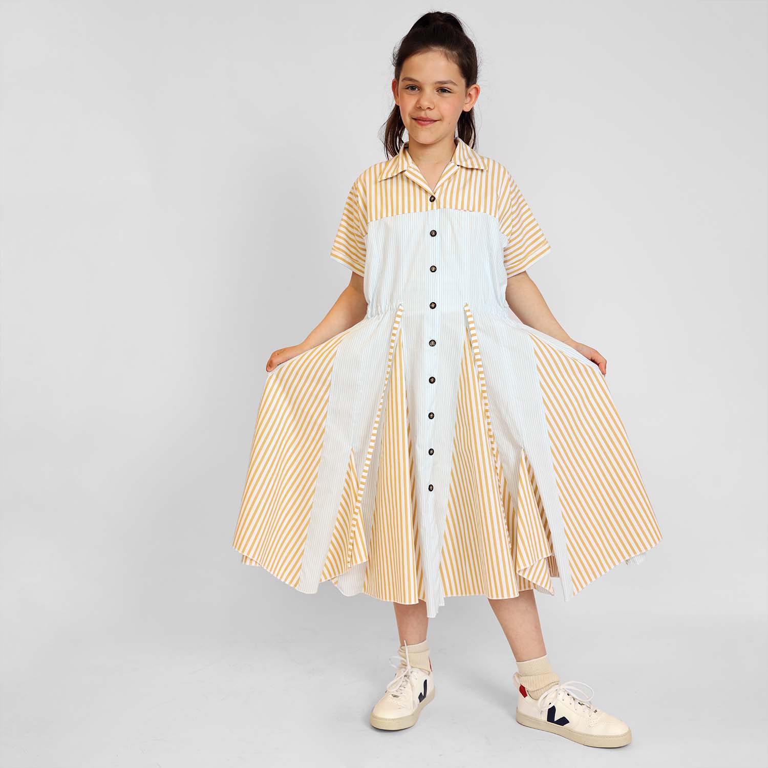 Shirt Dress - Yellow-blue