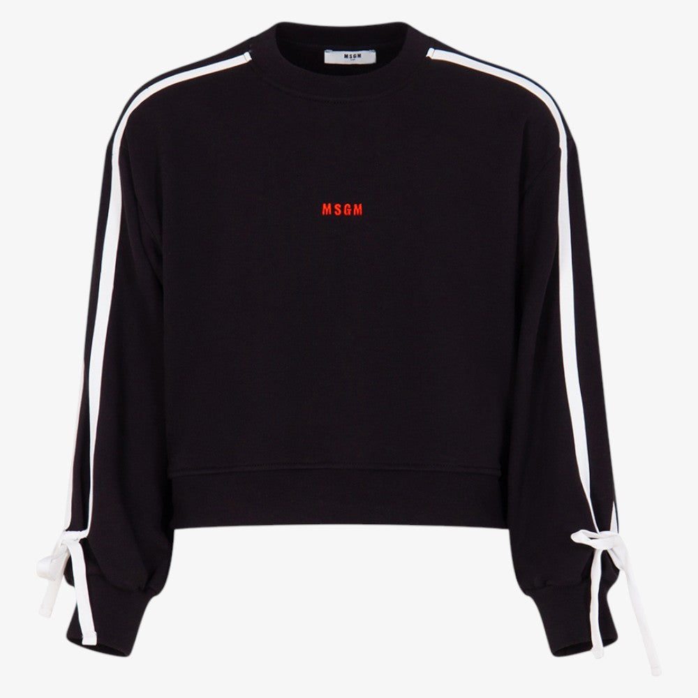 Tie Crop Sweatshirt - Black