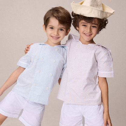 Sailor Stripe Shirt And Shorts - Blue