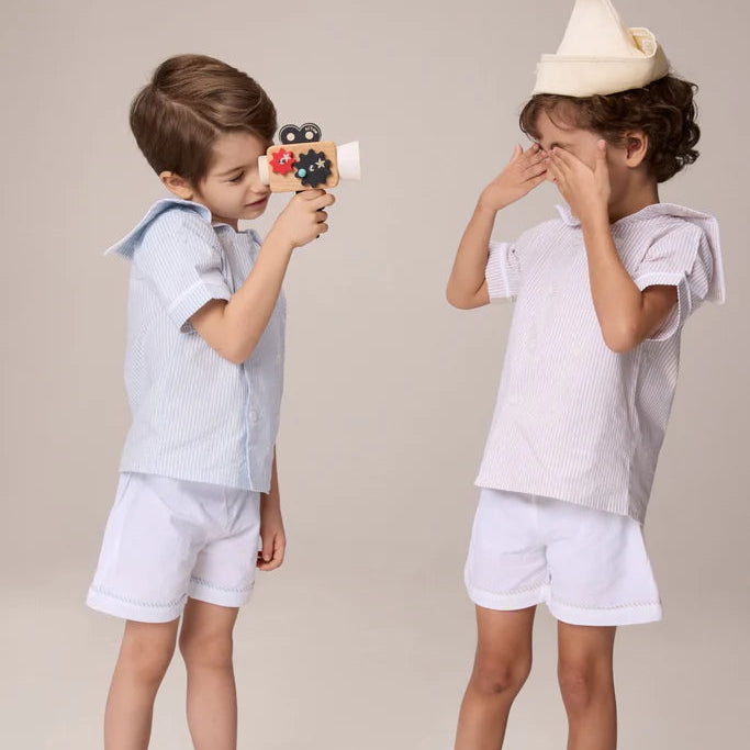 Sailor Stripe Shirt And Shorts - Blue