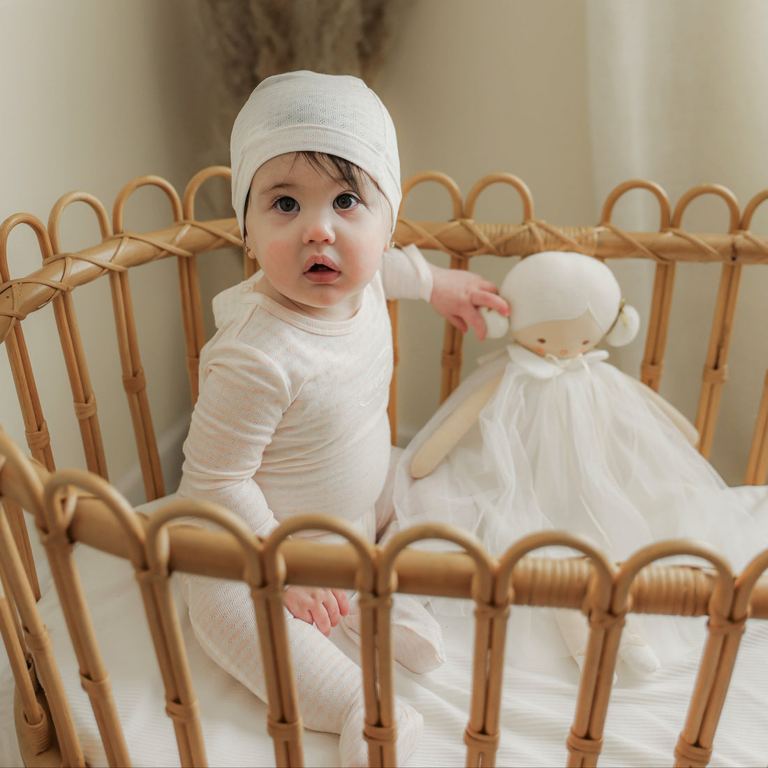 Stripe Footie And Hat - Pink