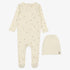 Scattered Cherry Footie And Hat - Ivory&red