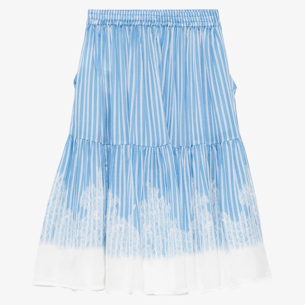 Stripe Satin Skirt - White&amp;blue