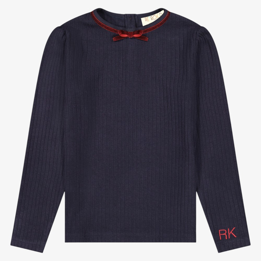 Stella Rib Sweater - Navy &amp; Crimson