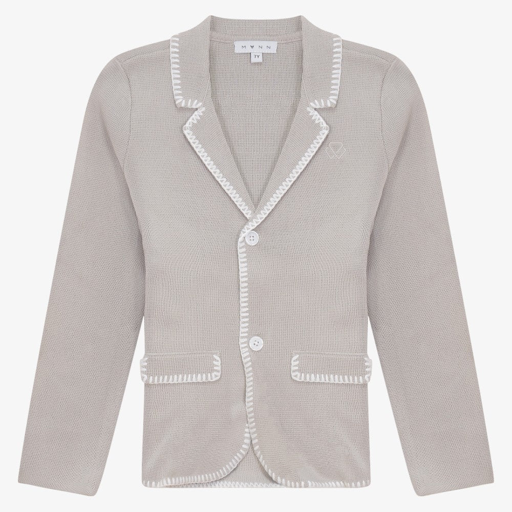 Stitched Edge Blazer - Smoke&white