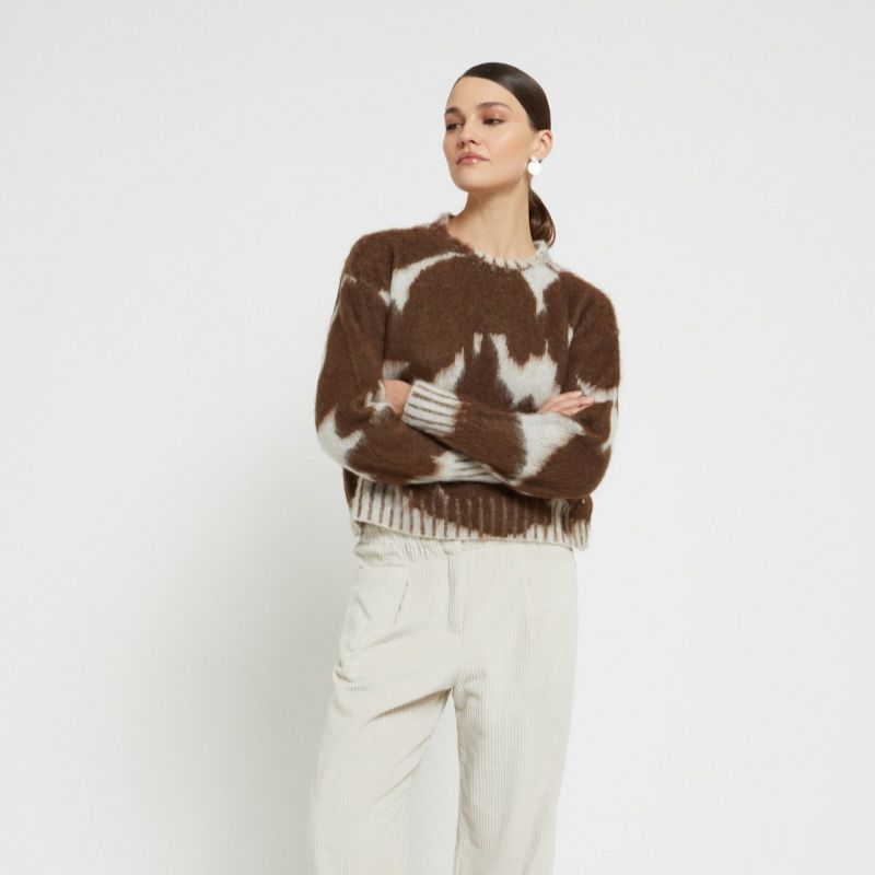 Printed Sweater - Brown