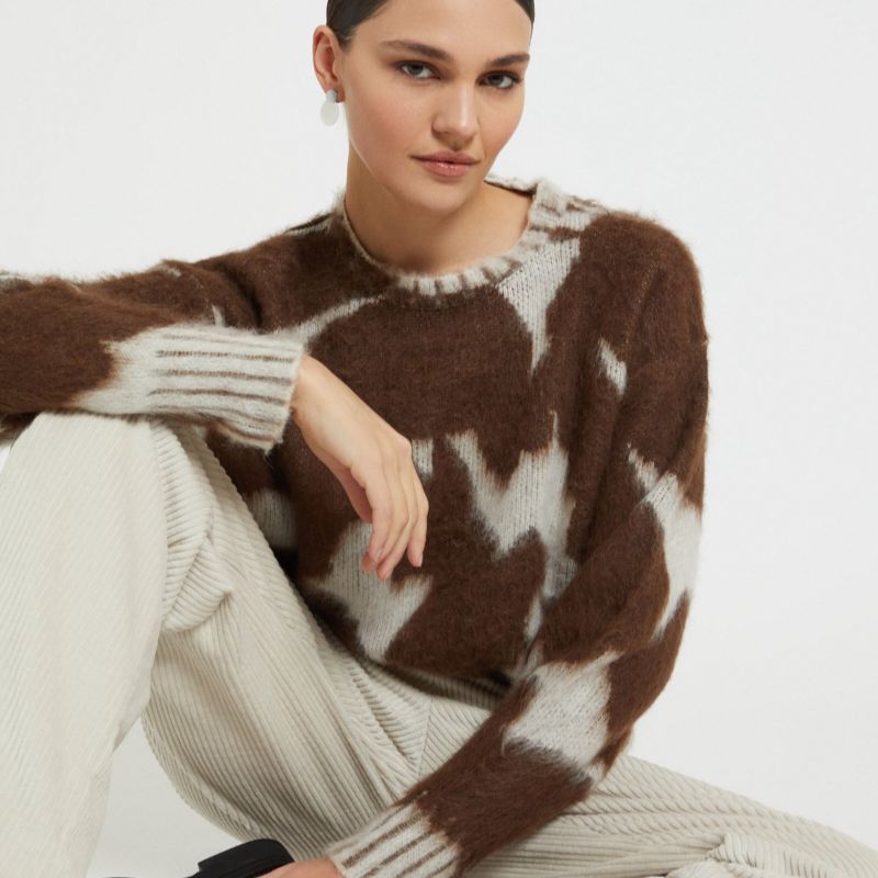 Printed Sweater - Brown