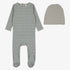 Spotted Print Footie And Hat - Pale Blue