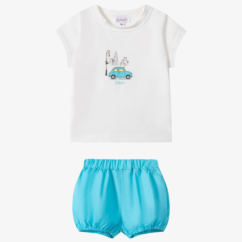 City T-Shirt And Bloomer - White &amp; Blue