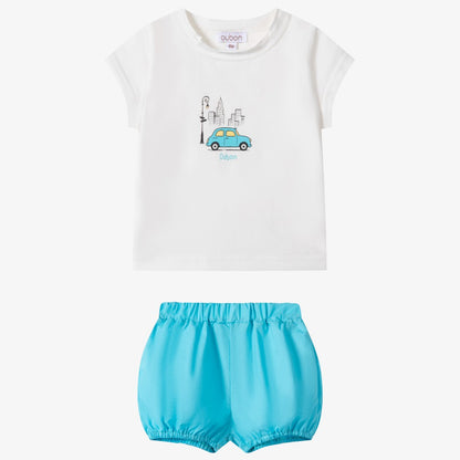 City T-Shirt And Bloomer - White &amp; Blue