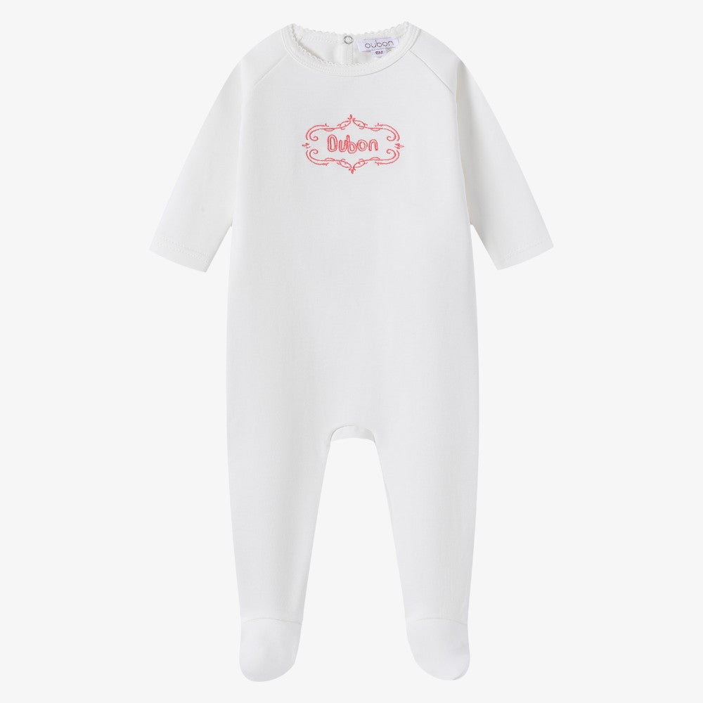 Embroidered Footie And Hat - White &amp; Red