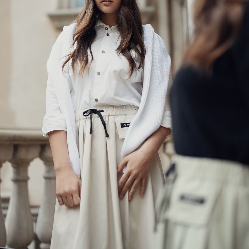 Colorblock Skirt - Beige