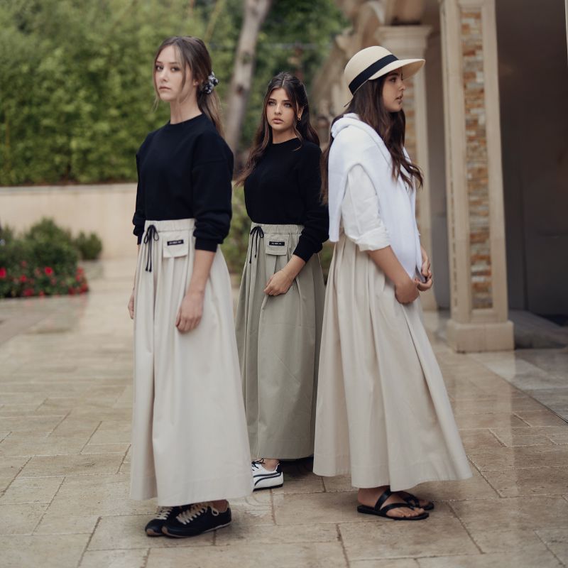 Colorblock Skirt - Beige