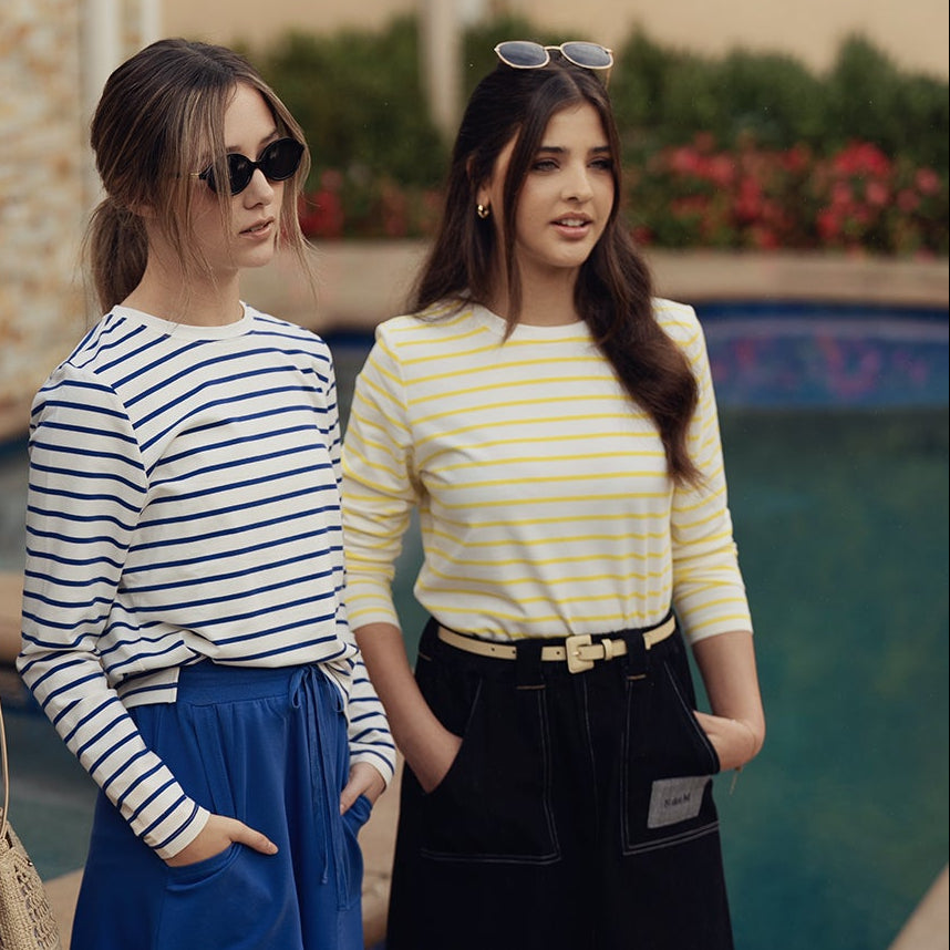 Crewneck Tee Stripe - Royal &amp; White