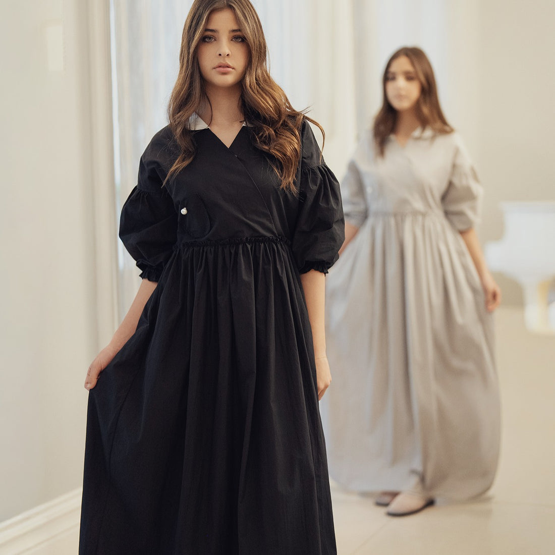 Puff Sleeve Dress - Black