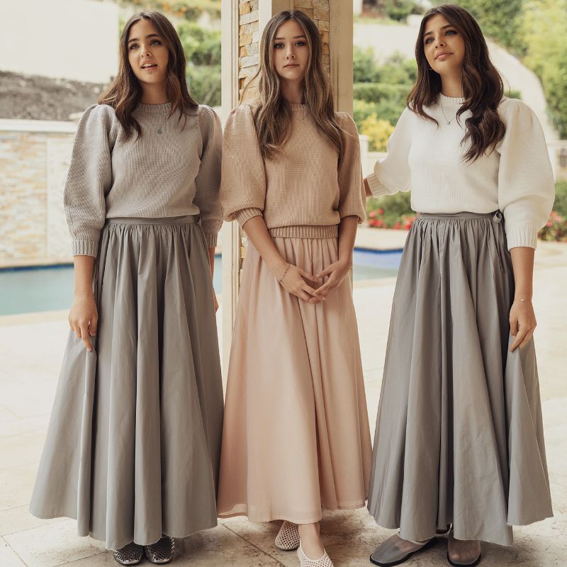 Voile Gathered Skirt - Grey