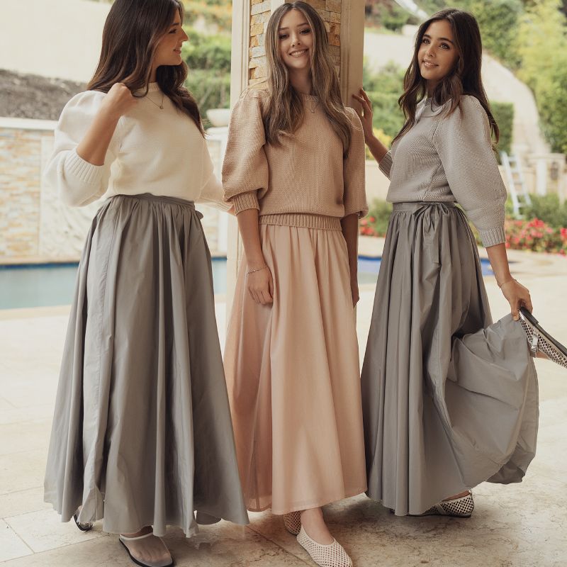 Voile Gathered Skirt - Chloe Peach