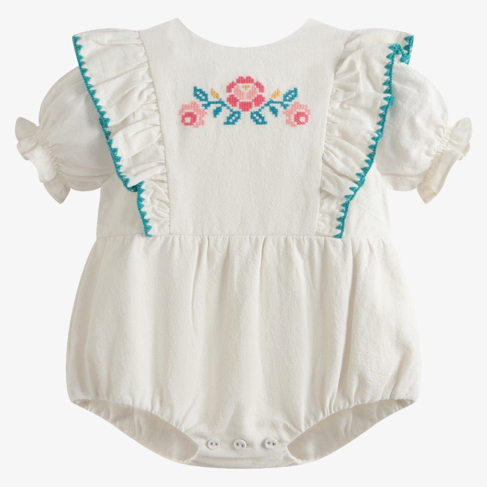Garden Ruffle Romper - Cream