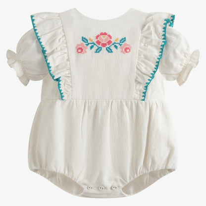 Garden Ruffle Romper - Cream