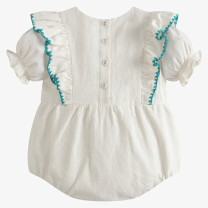 Garden Ruffle Romper - Cream