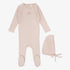 Striped Pointelle Footie And Hat - Peachy Pink