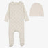 Stripe Plane Footie And Hat - Cream & Light Blue