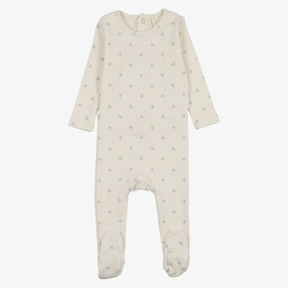 Stripe Plane Footie And Hat - Cream &amp; Light Blue