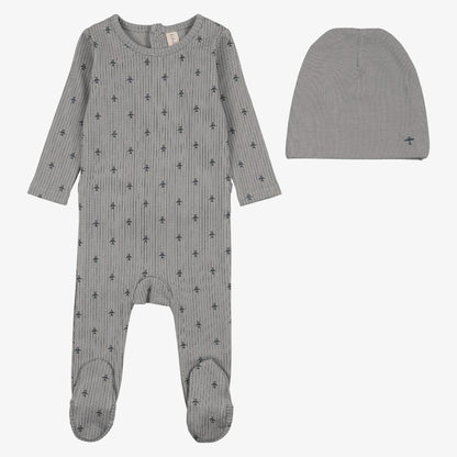 Stripe Plane Footie And Hat - Light Blue &amp; Navy