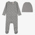 Stripe Plane Footie And Hat - Light Blue & Navy